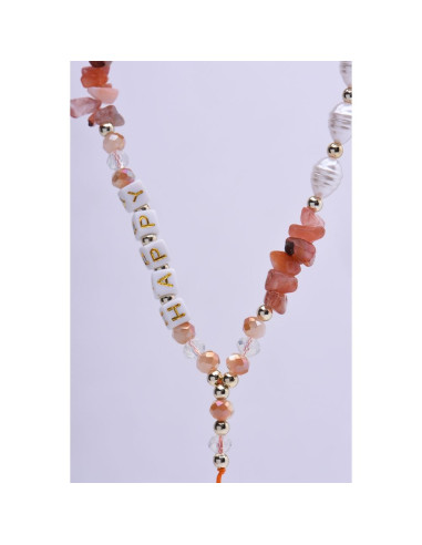 Pendentif téléphone HAPPY / longueur du cordon 44cm (22cm dans la boucle) / bracelet - orange
