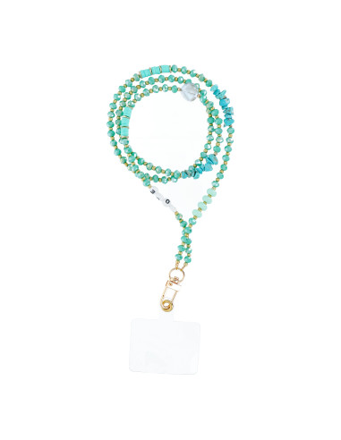 Pendentif en pierre pour téléphone / longueur du cordon 82cm (41cm en boucle) / autour du cou - turquoise