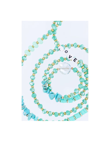 Pendentif en pierre pour téléphone / longueur du cordon 82cm (41cm en boucle) / autour du cou - turquoise