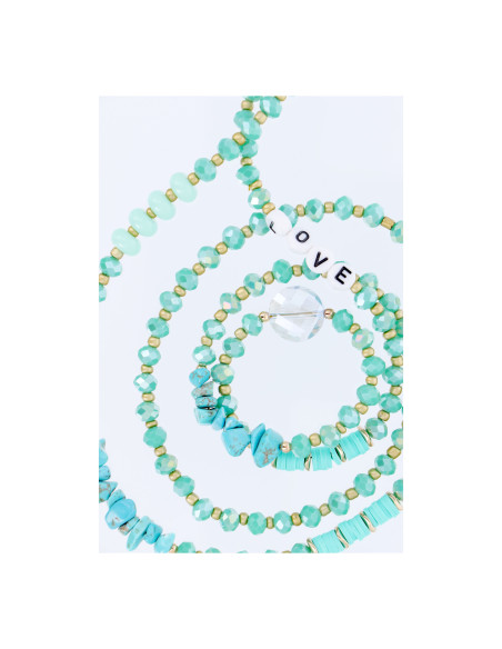 Pendentif en pierre pour téléphone / longueur du cordon 82cm (41cm en boucle) / autour du cou - turquoise