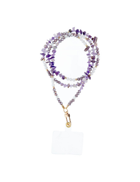 Pendentif STONE pour téléphone / longueur du cordon 82cm (41cm en boucle) / autour du cou - violet