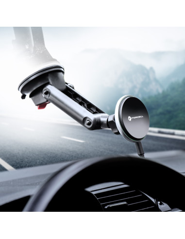 FORCELL Support voiture pour tableau de bord/verre avec charge par induction compatible avec MagSafe 15W HS2