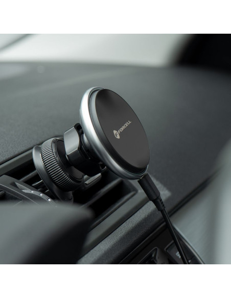 FORCELL Support voiture pour tableau de bord/verre avec charge par induction compatible avec MagSafe 15W HS2