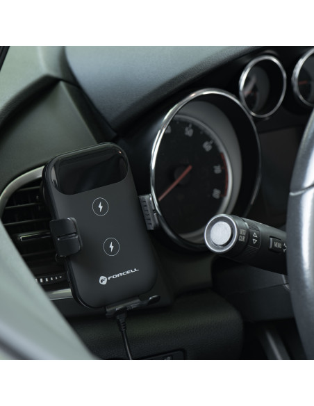 FORCELL Support voiture pour tableau de bord/verre avec charge par induction 15W HS4