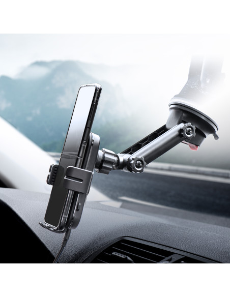 FORCELL Support voiture pour tableau de bord/verre avec charge par induction 15W HS4