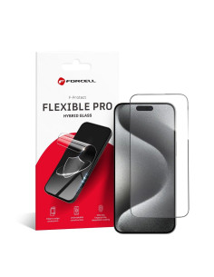 Verre trempé flexible 5D de Forcell pour iPhone 15 Pro Max noir