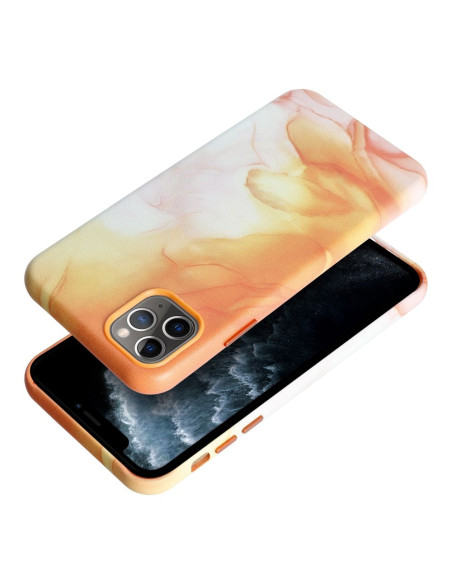 COUVERTURE MAG EN CUIR compatible avec MagSafe pour IPHONE 11 Pro Max Coque orange