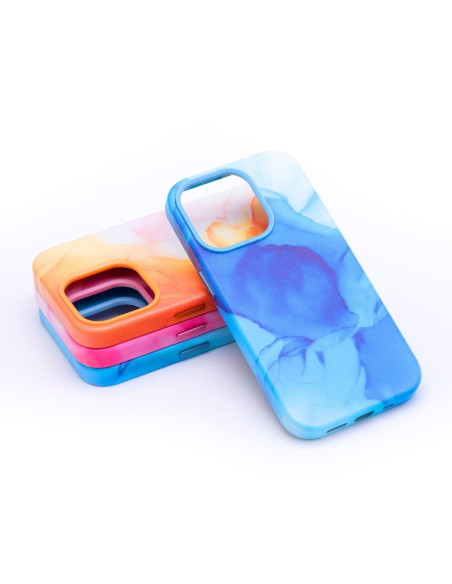 COUVERTURE MAG CUIR compatible avec MagSafe pour IPHONE 11 Pro Max blue splash