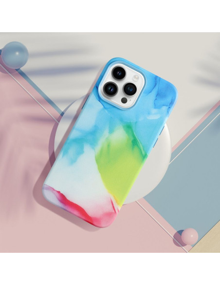 COUVERTURE MAG en CUIR compatible avec MagSafe pour IPHONE 11 Pro Max colour splash