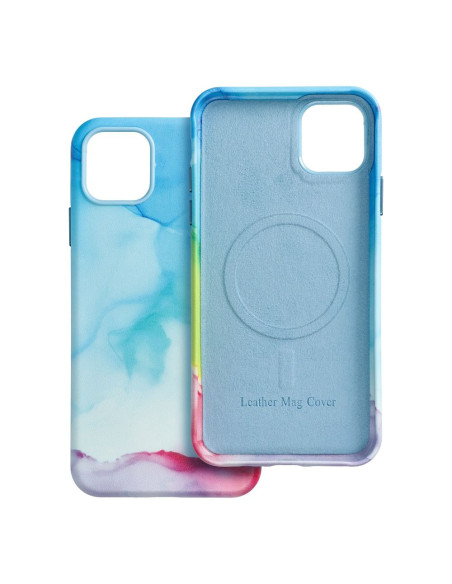 COUVERTURE MAG en CUIR compatible avec MagSafe pour IPHONE 11 Pro Max colour splash