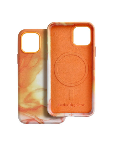 COUVERTURE MAG EN CUIR compatible avec MagSafe pour IPHONE 11 Pro Coque orange
