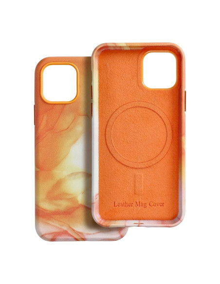 COUVERTURE MAG EN CUIR compatible avec MagSafe pour IPHONE 11 Pro Coque orange