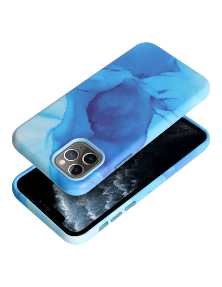 Coque MAG COVER en cuir compatible avec MagSafe pour IPHONE 11 Pro bleu splash