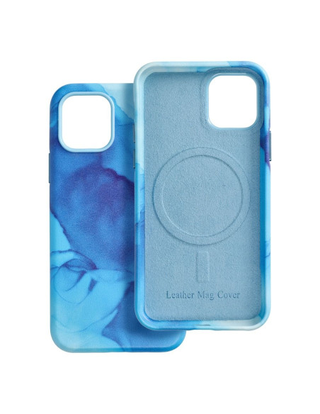 Coque MAG COVER en cuir compatible avec MagSafe pour IPHONE 11 Pro bleu splash