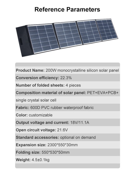 Solar Panel 200W/ 36V for Power Station PEP-C00600 600W