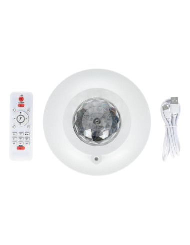 Projecteur LED / Disco star avec haut-parleur bluetooth + télécommande + USB BTM0504-B / HD-SPL blanc