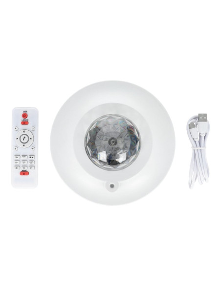 Projecteur LED / Disco star avec haut-parleur bluetooth + télécommande + USB BTM0504-B / HD-SPL blanc