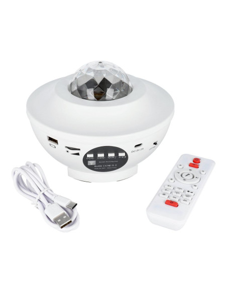 Projecteur LED / Disco star avec haut-parleur bluetooth + télécommande + USB BTM0504-B / HD-SPL blanc