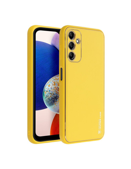 Etui LEATHER Case en cuir pour SAMSUNG Galaxy A14 5G / A14 4G JAUNE