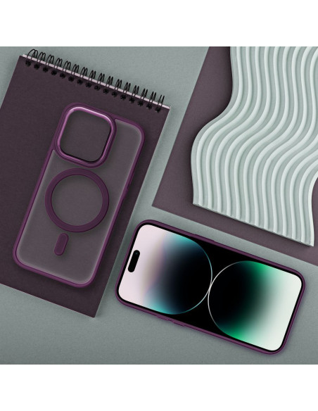 COUVERTURE MAG MATTE compatible avec MagSafe pour IPHONE 15 Pro rouge