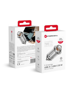 FORCELL F-ENERGY Mini chargeur de voiture Type C PD20W + USB QC3.0