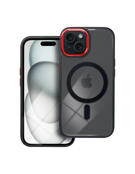 COLOR EDGE MAG COVER compatible avec MagSafe pour IPHONE 15 noir et rouge