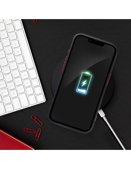 COLOR EDGE MAG COVER Coque compatible avec MagSafe pour IPHONE 15 Pro noir et rouge