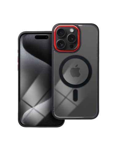 COLOR EDGE MAG COVER compatible avec MagSafe pour IPHONE 15 Pro Max noir et rouge