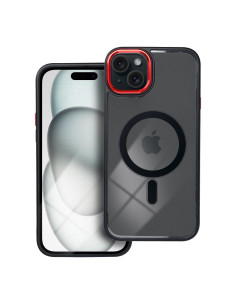 COLOR EDGE MAG COVER Coque compatible avec MagSafe pour IPHONE 15 Plus noir et rouge