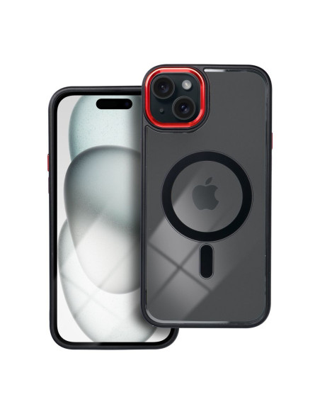 COLOR EDGE MAG COVER Coque compatible avec MagSafe pour IPHONE 15 Plus noir et rouge