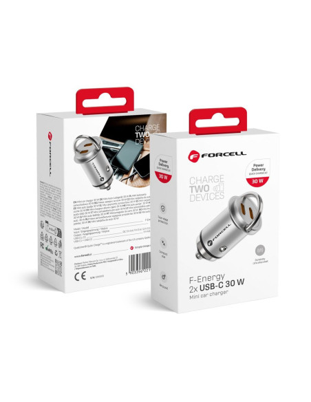 FORCELL F-ENERGY Mini chargeur de voiture 2 x Type C PD30W