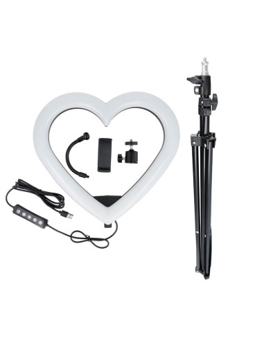 Anneau lumineux LED / Heart Stream RGB 12 pouces FULL COLOR avec support de téléphone + trépied JM33-13
