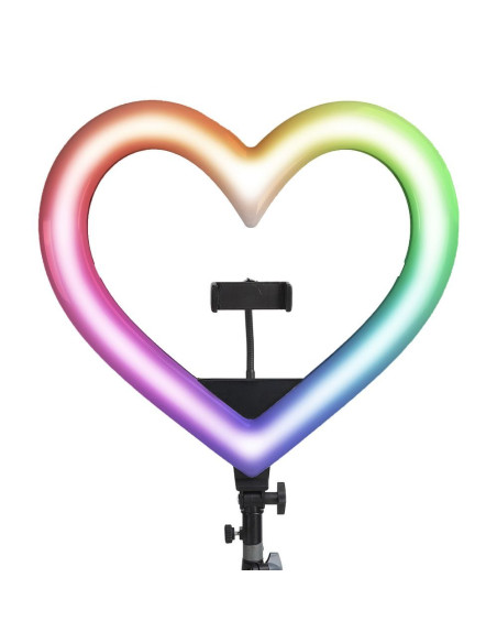 Anneau lumineux LED / Heart Stream RGB 12 pouces FULL COLOR avec support de téléphone + trépied JM33-13