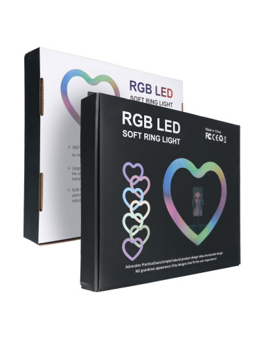 Anneau lumineux LED / Heart Stream RGB 12 pouces FULL COLOR avec support de téléphone + trépied JM33-13