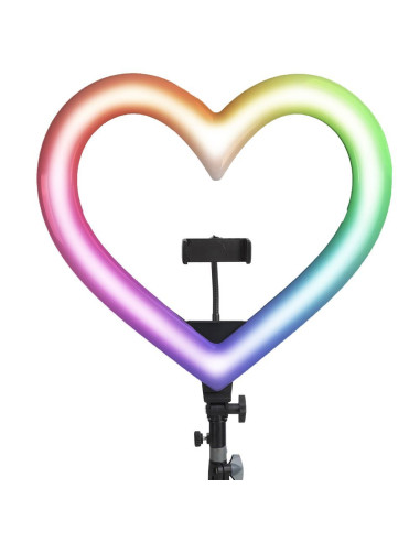 Anneau lumineux LED / Heart Stream RGB 10 pouces FULL COLOR avec support de téléphone + trépied JM26-10