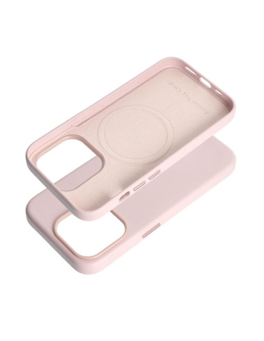 COUVERTURE MAG en CUIR compatible avec MagSafe pour IPHONE 15 Pro rose