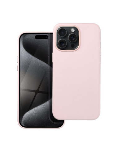 COUVERTURE MAG en CUIR compatible avec MagSafe pour IPHONE 15 Pro Max rose