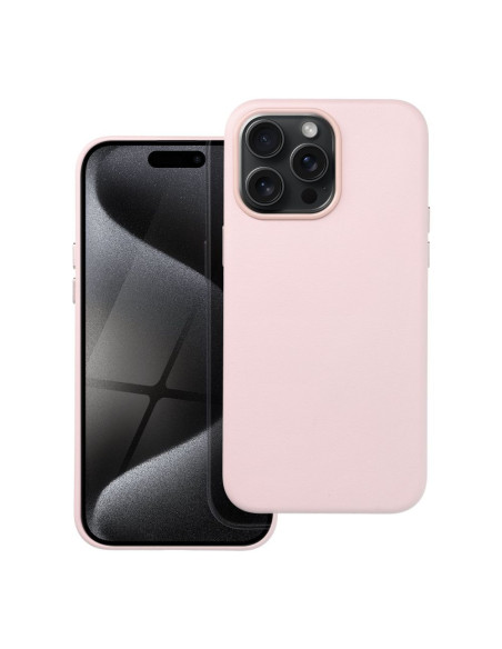 COUVERTURE MAG en CUIR compatible avec MagSafe pour IPHONE 15 Pro Max rose