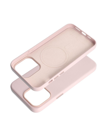 COUVERTURE MAG en CUIR compatible avec MagSafe pour IPHONE 15 Pro Max rose