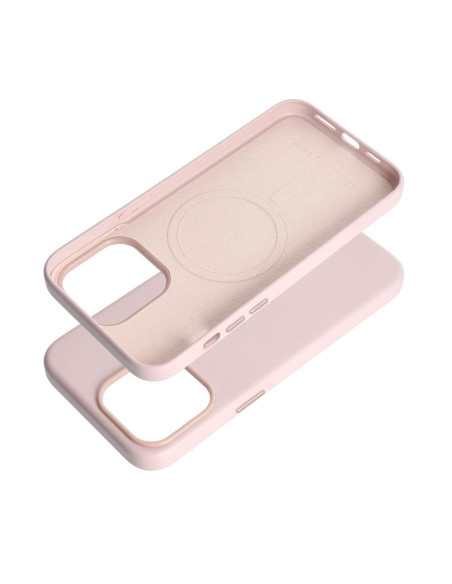 COUVERTURE MAG en CUIR compatible avec MagSafe pour IPHONE 15 Pro Max rose