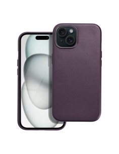 Coque MAG COVER en cuir compatible avec MagSafe pour IPHONE 15 violet foncé