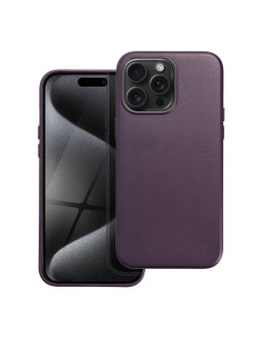 Coque MAG COVER en cuir compatible avec MagSafe pour IPHONE 15 Pro Max violet foncé