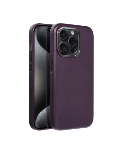 Coque MAG COVER en cuir compatible avec MagSafe pour IPHONE 15 Pro violet foncé