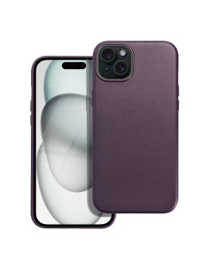 Coque MAG COVER en cuir compatible avec MagSafe pour IPHONE 15 Plus violet foncé