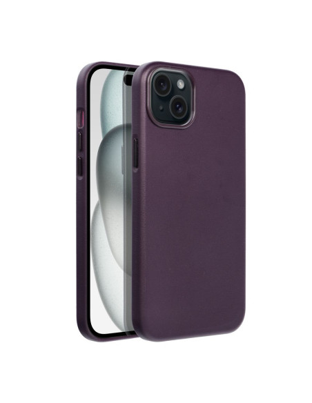 Coque MAG COVER en cuir compatible avec MagSafe pour IPHONE 15 Plus violet foncé
