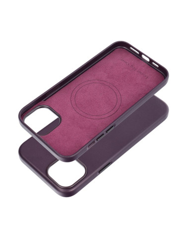 Coque MAG COVER en cuir compatible avec MagSafe pour IPHONE 15 Plus violet foncé
