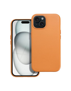 COUVERTURE MAG en CUIR compatible avec MagSafe pour IPHONE 15 orange