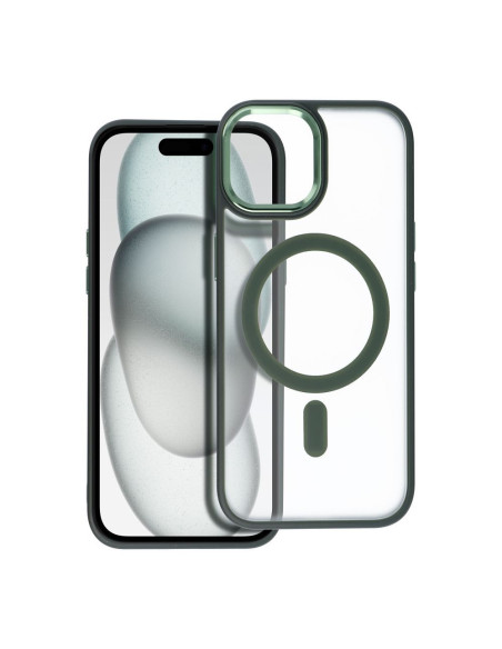 MATTE MAG COVER Coque compatible avec MagSafe pour IPHONE 15 vert