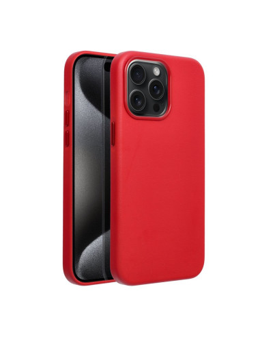 COUVERTURE MAG en CUIR compatible avec MagSafe pour IPHONE 15 Pro Max rouge