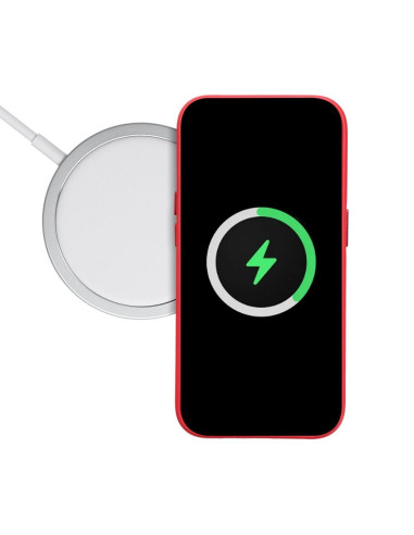 COUVERTURE MAG en CUIR compatible avec MagSafe pour IPHONE 15 Pro Max rouge